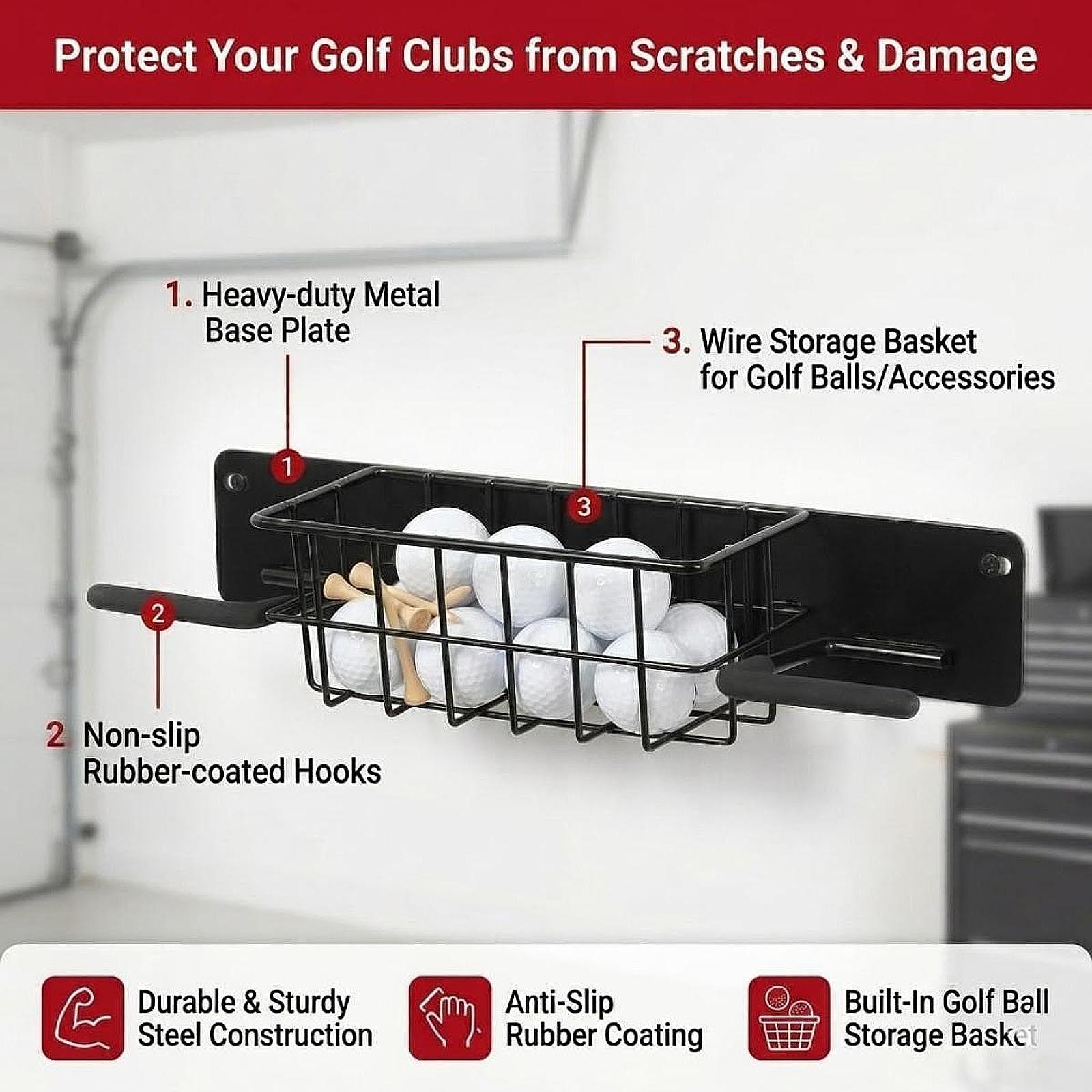 Golf Equipment Organizer For Garage - Soporte de Pared para Equipo de