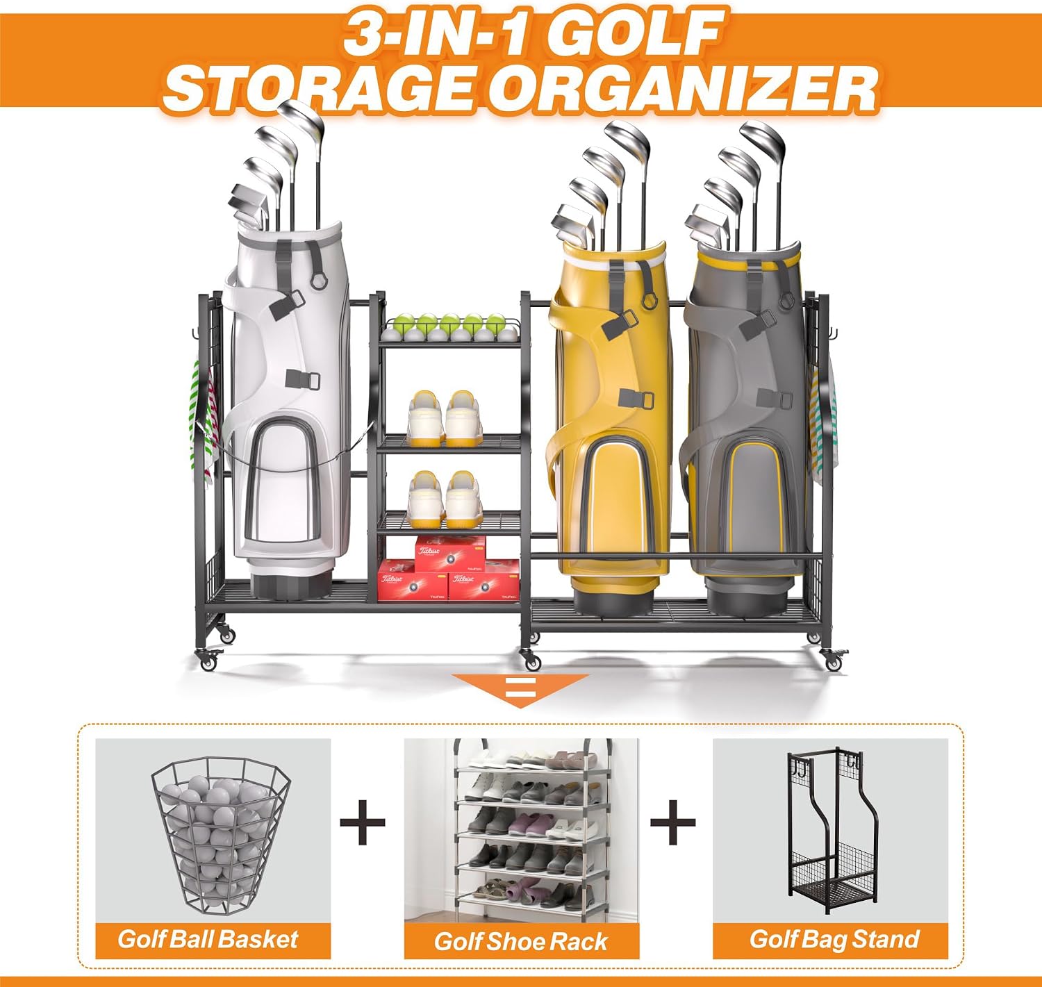 Organizador de bolsas de golf, - Golf Equipment Organizer For Garage reseña y precio