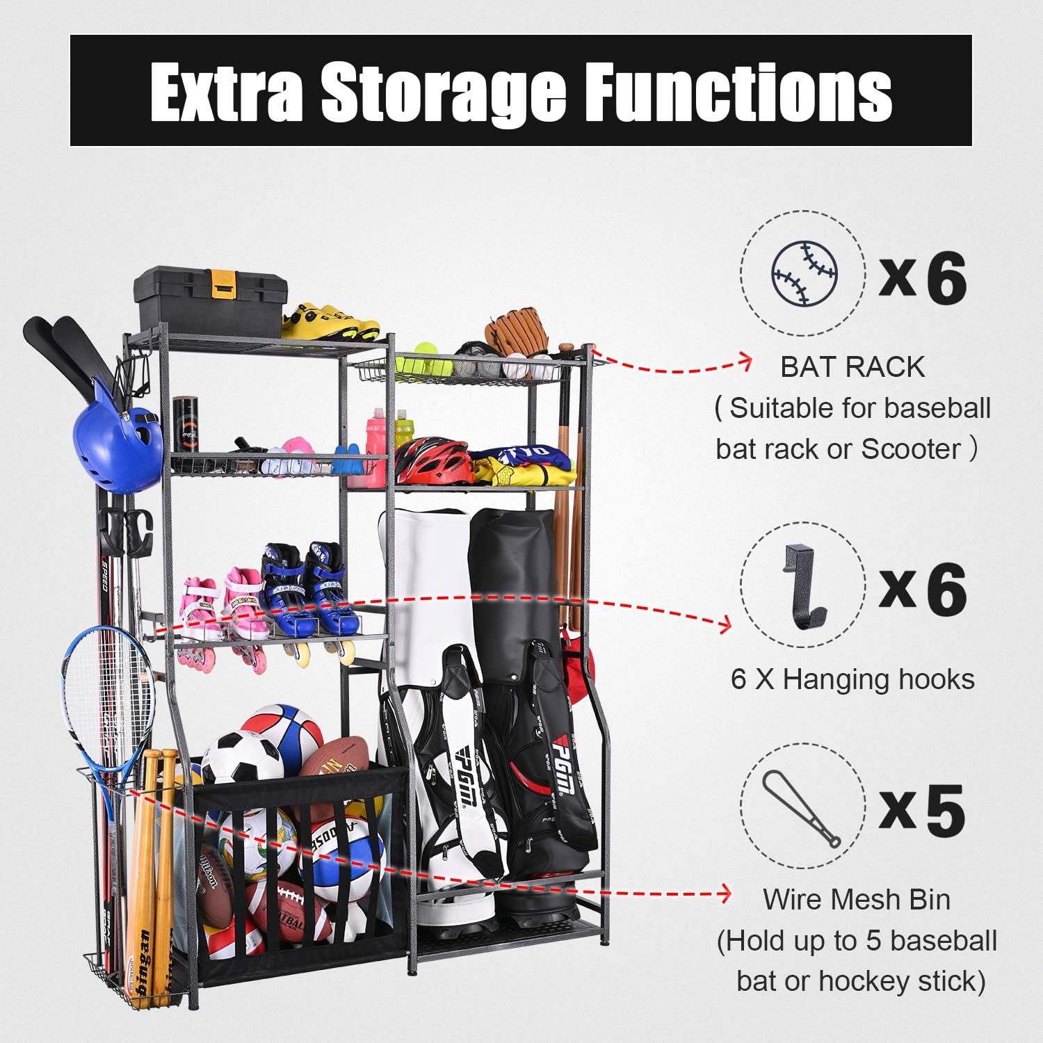 Soporte de Almacenamiento para - Golf Equipment Organizer For Garage reseña y precio